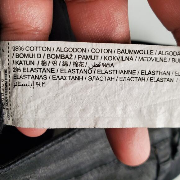 Mango Women Coated Black Skinny Ankle Zip Jeans 6 Modern Grunge Chic Goth Rocker - Picture 8 of 12